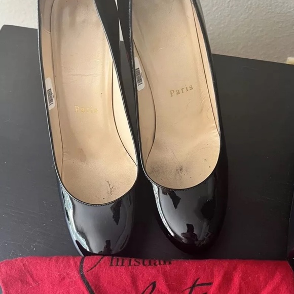 Christian Louboutin So Kate Round Toe Heels 37 Black Patent Leather Stiletto - Picture 8 of 11